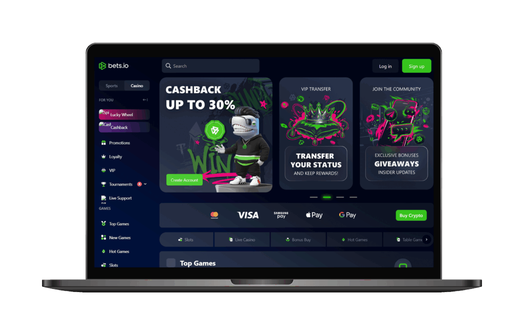 Play the best non-gamstop bets.io casino and win