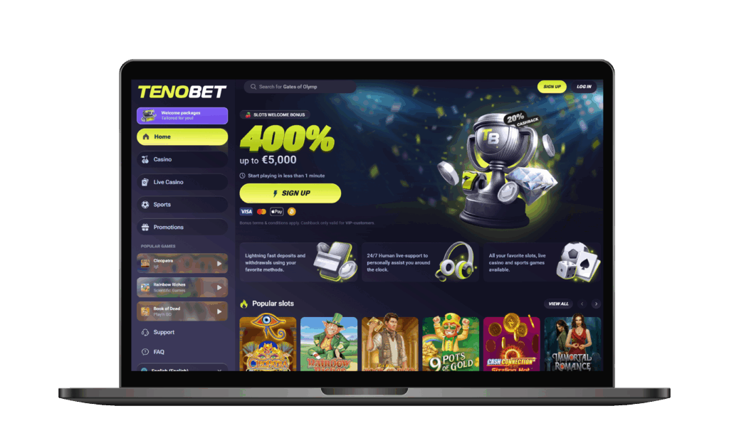 Play the best non-gamstop TenoBet casino and win